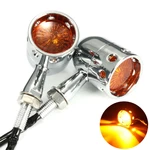 Pair 12V Motorcycle Amber Turn Signal Indicator Light Hollow Lamp