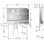 Diotec DBI25-16A mostíkový usmerňovač SIL-5 1600 V 25 A trojfázový