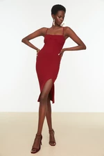 Trendyol Claret Red Underwire Knitted Evening Dress