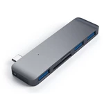 USB Hub Satechi USB-C Combo Hub (3x USB 3.0, MicroSD, SD) (ST-TCUHM) sivý USB rozbočovač • 3× USB-A, čítačka pamäťových kariet microSD a SD • pripája 