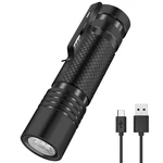 BORUIT V8 800LM Type-C Fast Rechargeable EDC Flashlight with 18650 Battery Power Indicator Waterproof Mini LED Torch