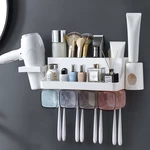 Toothpaste Holders Toothbrush Rack Wall-Mounted Space-Saving Toothbrush Toothpaste Squeezer Kit With Toothpaste Dispense