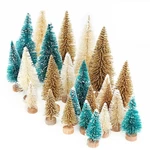 12pcs 4.5cm Tabletop Christmas Pine Tree Set Mini Snow Trees Desktop Small Decoration Merry Christmas Creative Gifts