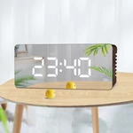 Electric Alarm Clock Mulit-functional Mirror Clock Weather Temperature Display Clock For Home Office Decor