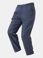 Men Lattice Pattern Buckle Designed Office Casual Pants