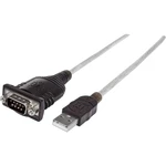 Manhattan USB 1.1, sériový prepojovací kábel [1x USB 1.1 zástrčka A - 1x D-SUB zástrčka 9-pólová] 45.00 cm striebornočie