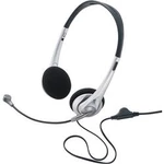 Headset k PC jack 3,5 mm na kabel, stereo Basetech TW-218 na uši černá, stříbrná
