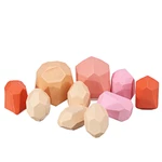 Children's Wooden Colored Stone Jenga Building Block Toy Educational Toys Creative Stacking Block Balance Game Gift Toy