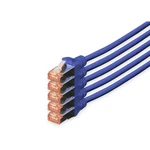 Digitus DK-1644-100-B-5 RJ45 sieťové káble, prepojovacie káble CAT 6 S/FTP 10.00 m modrá fóliové tienenie, kompletné tie