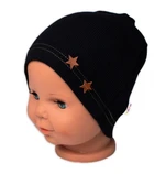 Baby Nellys Žebrovaná čepice Hvězdičky - černá, vel. 80-86 (12-18m)