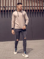 Béžovo-čierna pánska mikina s kapucňou Bolf 145380