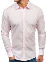 Ružová pánska elegantá košeľa s dlhými rukávmi BOLF TS100
