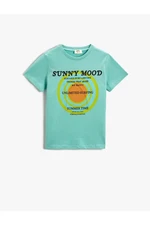 Koton Boys' Slogan Printed Short Sleeved T-Shirt Cotton