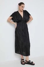 Hodvábne šaty Liviana Conti čierna farba, maxi, áčkový strih, L4SS18