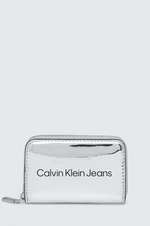 Peněženka Calvin Klein Jeans stříbrná barva, K60K611863