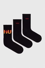Ponožky HUGO 3-pack dámské, černá barva, 50516648
