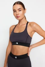 Trendyol Dark Anthracite Label and Waist Elastic Detail Support/Shaping Knitted Sports Bra