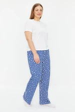 Trendyol Curve námořnicky modré pruhované pletené pyžamové kalhoty