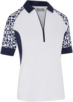 Callaway Two-Tone Geo 1/2 Sleeve Zip Womens Polo Alb strălucitor XL