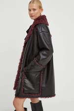 Kabát Patrizia Pepe dámský, černá barva, přechodný, oversize