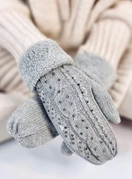 Zdobené dámské rukavice-palčáky světle šedé