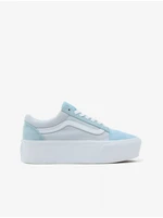 Light blue womens suede sneakers on the platform VANS Old Skool - Women