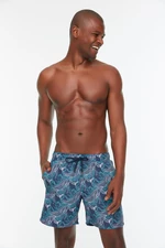 Trendyol Navy Blue Men's Printed Regular Swimwear with Sea Shorts