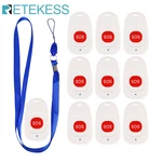 10pcs Retekess TH001 Emergency Call Button SOS Transmitter Wireless Call Bell Pager for the Elederly Clinic Patient