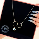 IFKM Antique Deep Sea Blue Evil Eye Pendant Necklace Turkish Blue Eye Choker Glass Eye Leather Rope Chain Jewelry Gift 2023