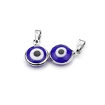 10pcs/Lot Alloy Silver Color Resin Blue Round Evil Eye Charms Pendants DIY Lucky Bracelet Necklace Jewelry Findings 11mm EY428