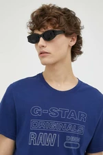 Bavlněné tričko G-Star Raw tmavomodrá barva, s potiskem