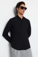 Trendyol Black Slim Fit Leather Accessory Shirt