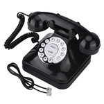 Vintage Retro Landline Phone for Home Office Old Fashioned Corded Telephone with Classic Bell Push Button Technology - Black
