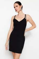 Trendyol Black Fitted Mini Woven Dress with Strap Detail
