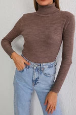 BİKELİFE Damski sweter z norek z lycry z elastycznego golfa