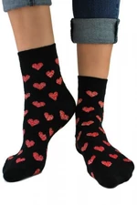 Noviti SB 026 W 04 černé s červenými srdci Dámské ponožky 39/42 černá