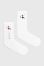 Ponožky Calvin Klein Jeans 2-pak dámske, biela farba, 701226672