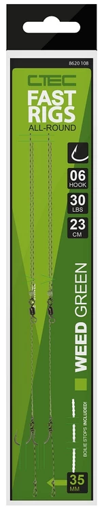 Spro náväzec c tec fast rigs weedy zelená 23 cm 30 lb 2 ks - veľkosť háčika 8