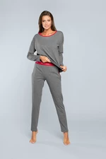 Long sleeve pyjamas, long trousers - medium melange