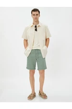 Koton Basic Woven Shorts with Tiered Legs that Tie Waist, Pockets.