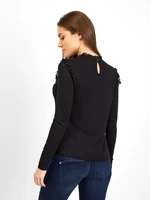 Černé dámské tričko s krajkovým detailem ORSAY