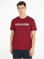 Tommy Hilfiger Men's Red Patterned T-Shirt - Men's