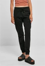 Women's high-waisted cargo jogging pants - black