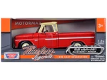 1966 Chevrolet C10 Fleetside Pickup Truck Red with Cream Top "American Classics" 1/24 Diecast Model Car by Motormax