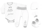 Baby Nellys 5-ti dílná soupravička do porodnice Little Prince - bílá, vel. 62 (2-3m)