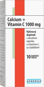 GENERICA Calcium + Vitamin C 1000 mg 10 šumivých tabliet