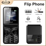 SERVO Flilo4 Flip Mobile Phone 4 SIM Card 4 Standby Speed Dial Magic Voice Blacklist Flashlight FM Radio 2.6" Cellphone Foldable