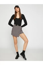Koton Mini Shorts, Skirt, Belt Detailed, Crowbar Pattern.