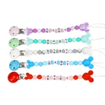 Baby Personalized Name Silicone Pacifier Clip Newborn Wooden Dummy Safe Teething Chain Teether Pacifier Holder Chain Accessories