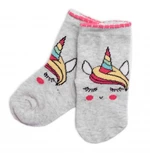 Dětské bavlněné ponožky Jednorožec - šedé, vel. 19-22